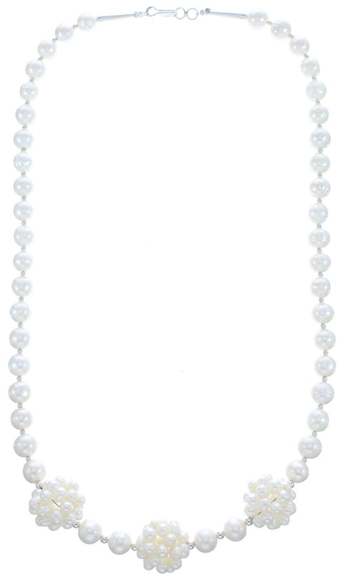 Fresh Water Pearl Sterling Silver Bead Necklace KX120900